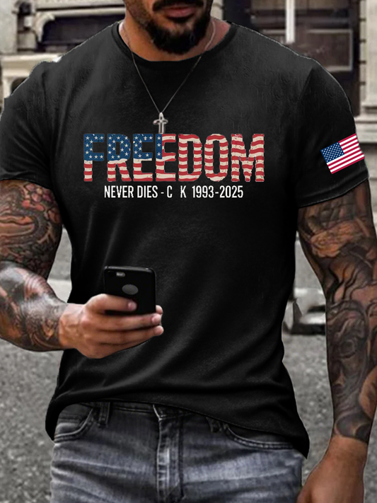 Men's Freedom Printed imitation cotton short-sleeved T-shirt
