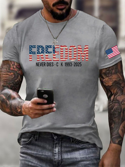 Men's Freedom Printed imitation cotton short-sleeved T-shirt