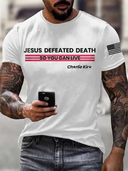 Men's Jesus Defeated Death So You Can Live R.I.P Charlie T-shirt