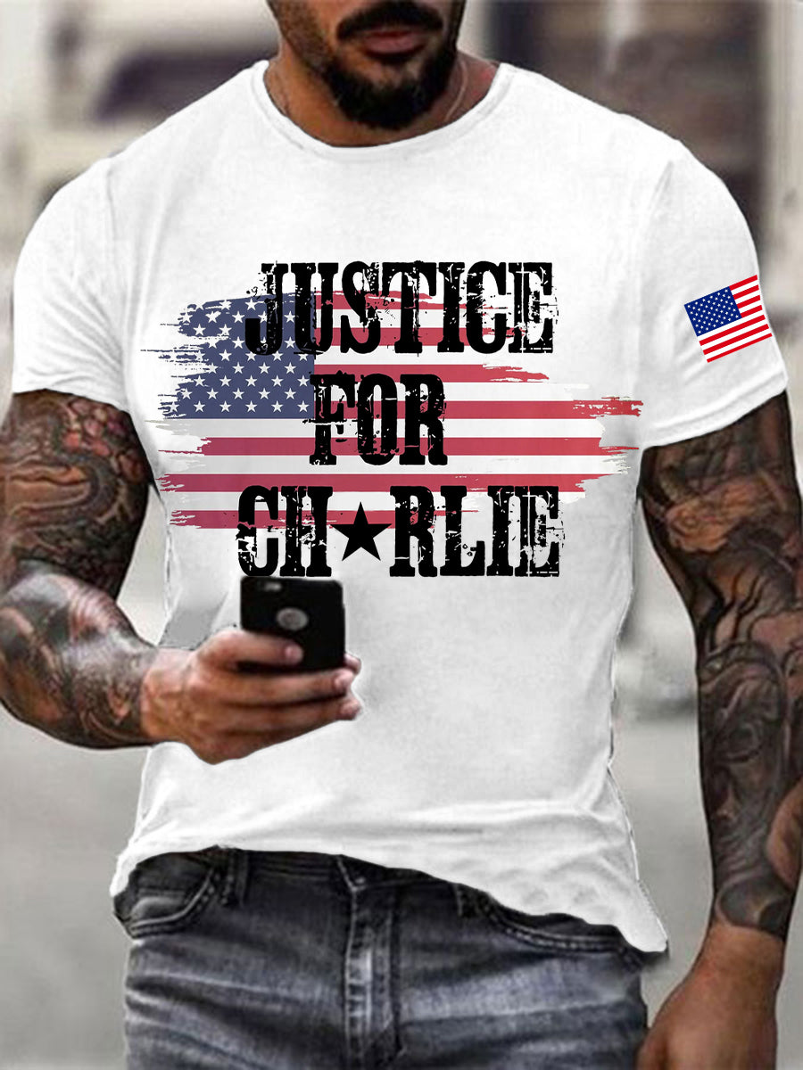 Men's Justice For Charlie Kirk Printed T-shirt