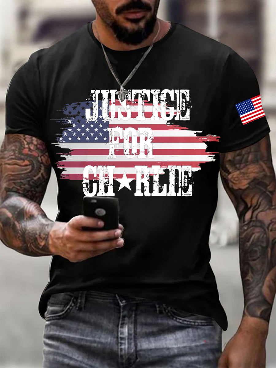 Men's Justice For Charlie Kirk Printed T-shirt