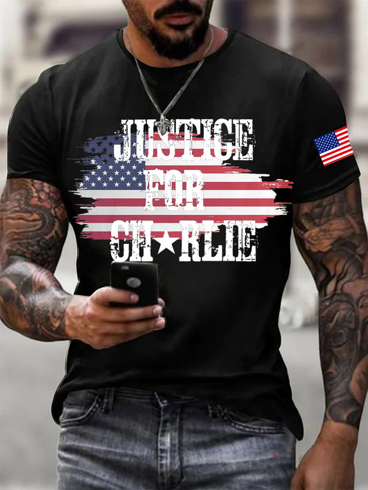 Men's Justice For Charlie Kirk Printed T-shirt
