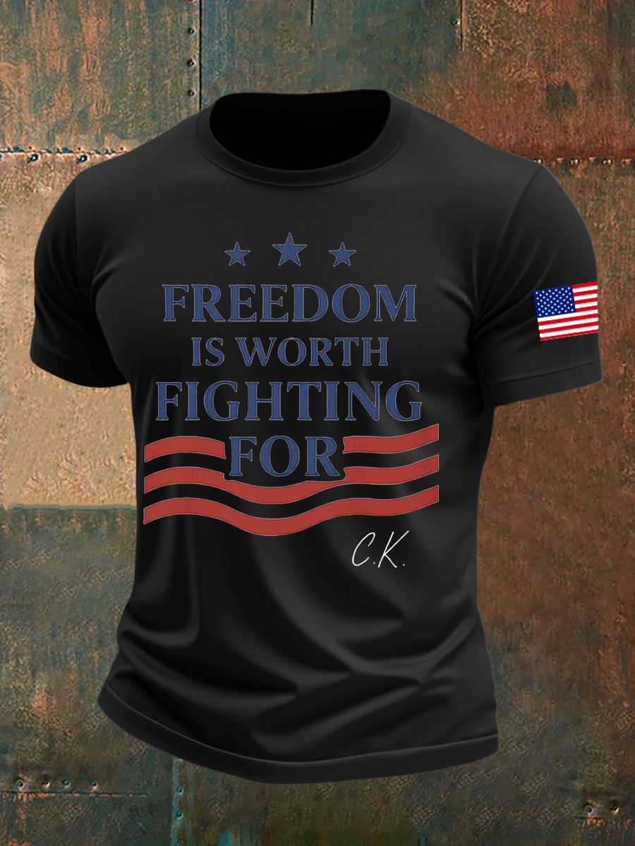 Men's Freedom Is Worth Fighting For Printed T-shirt