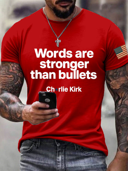 Men's Words Are Stronger Than Bullets Print T-Shirt