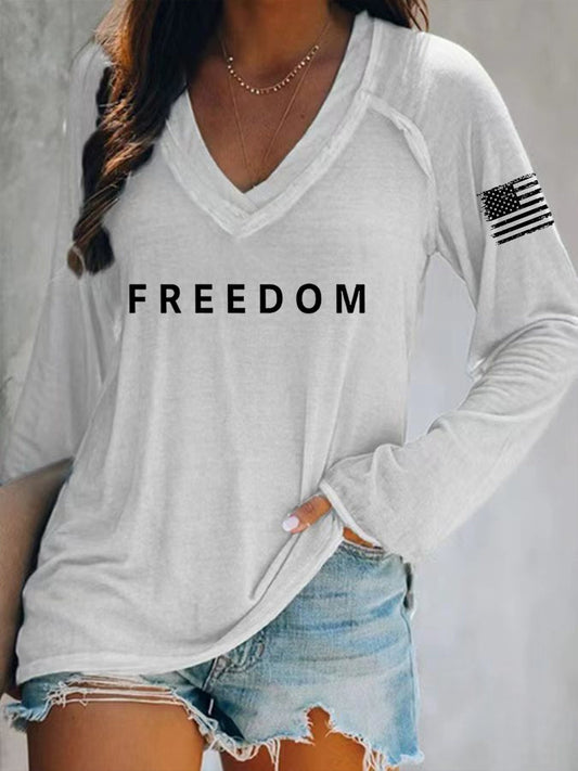 Women's Freedom Is Not Free R.I.P Charlie Kirk  V-Neck T-Shirt