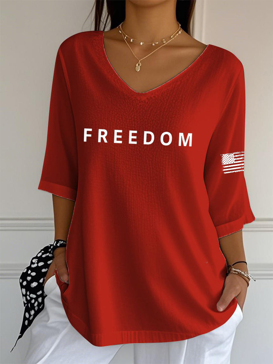 Women's Freedom Is Not Free R.I.P Charlie Kirk V-Neck Half-Sleeve T-Shirt
