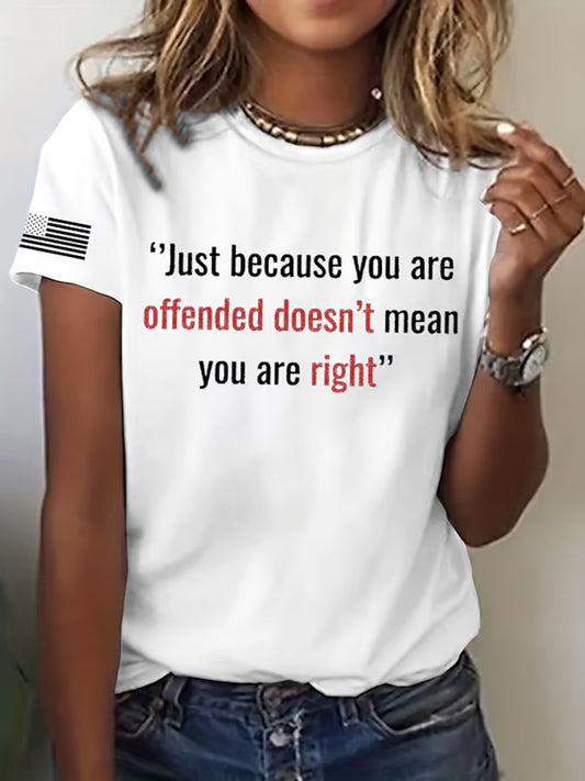 Women's Freedom American Flag Printed Commemorative T-shirt