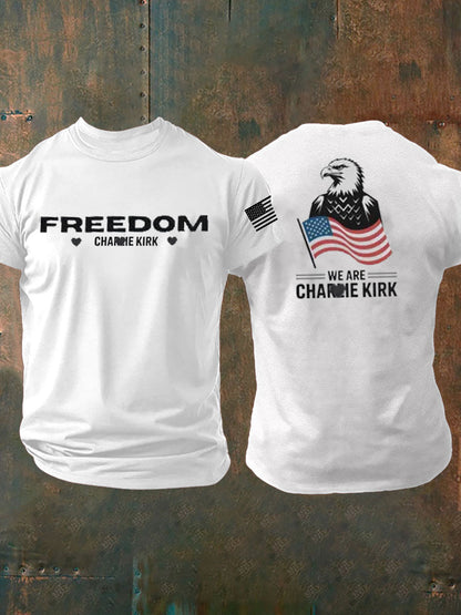 Men's Charlie Kirk Freedom imitation cotton short-sleeved T-shirt