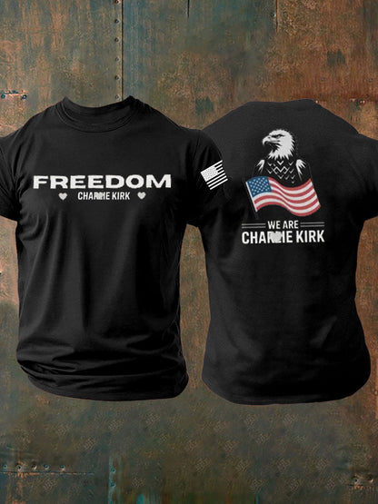 Men's Charlie Kirk Freedom imitation cotton short-sleeved T-shirt