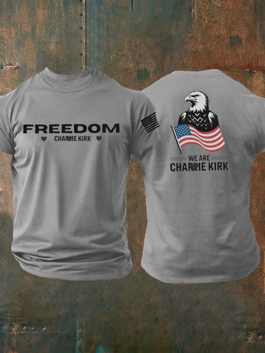 Men's Charlie Kirk Freedom imitation cotton short-sleeved T-shirt