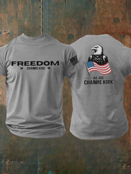 Men's Charlie Kirk Freedom imitation cotton short-sleeved T-shirt