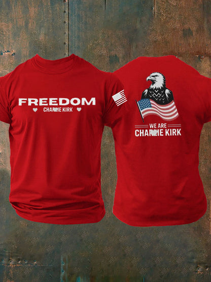 Men's Charlie Kirk Freedom imitation cotton short-sleeved T-shirt