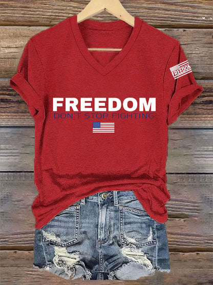 Women's Freedom Don't s Top Fighting R.I.P Charlie Kirk V-Neck Tee