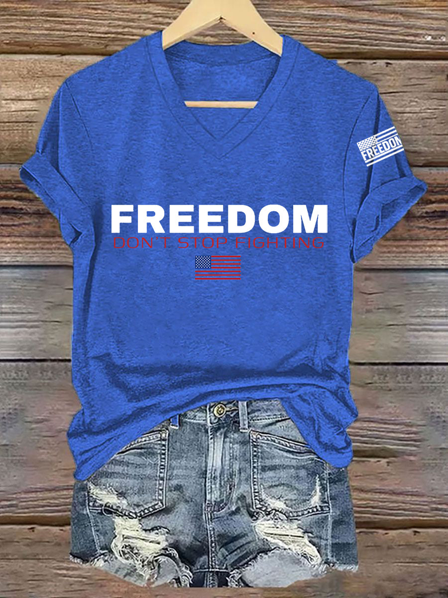 Women's Freedom Don't s Top Fighting R.I.P Charlie Kirk V-Neck Tee