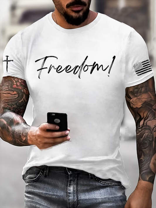 Men's Charlie Kirk Freedom imitation cotton short-sleeved T-shirt