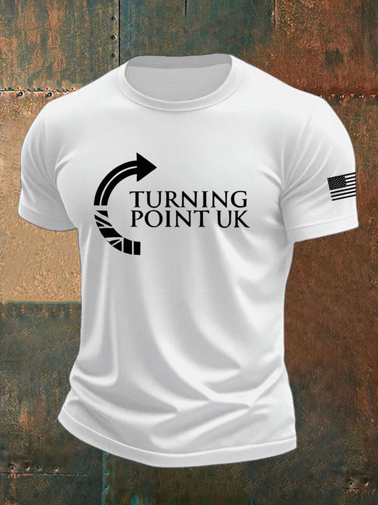 Men's Charlie Kirk Turning Point imitation cotton short-sleeved T-shirt