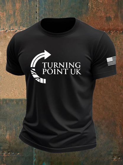 Men's Charlie Kirk Turning Point imitation cotton short-sleeved T-shirt