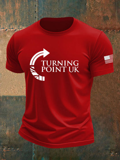 Men's Charlie Kirk Turning Point imitation cotton short-sleeved T-shirt