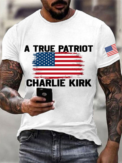 Men's A True Patriot Charlie Kirk Printed T-shirt