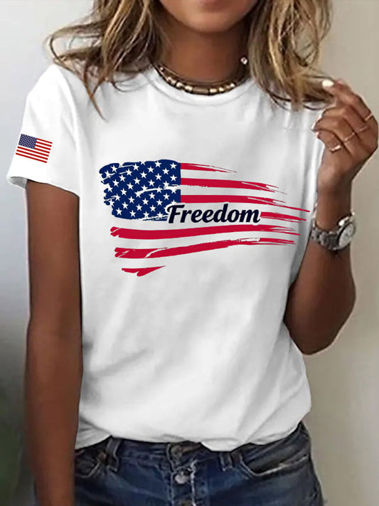 Women's Freedom Flag Short Sleeve T-Shirt