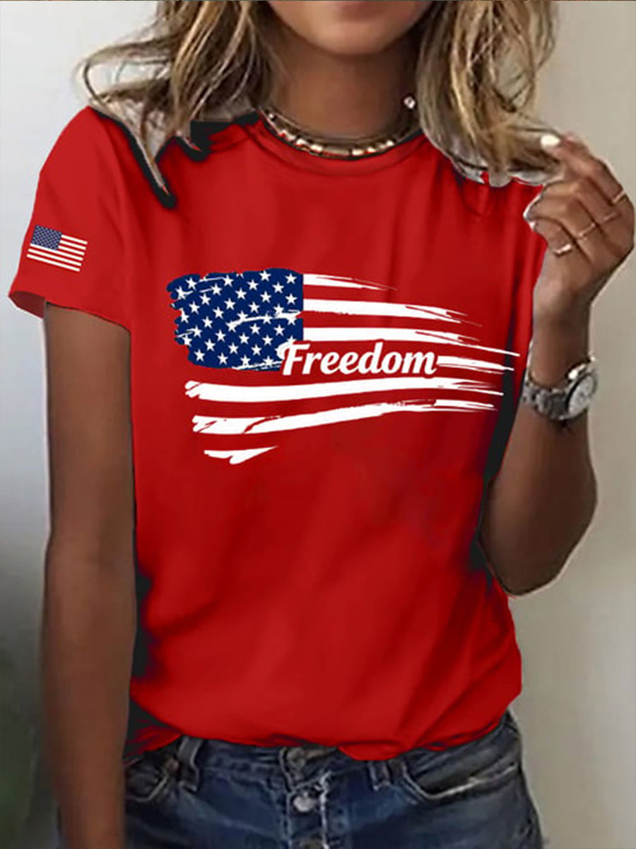 Women's Freedom Flag Short Sleeve T-Shirt