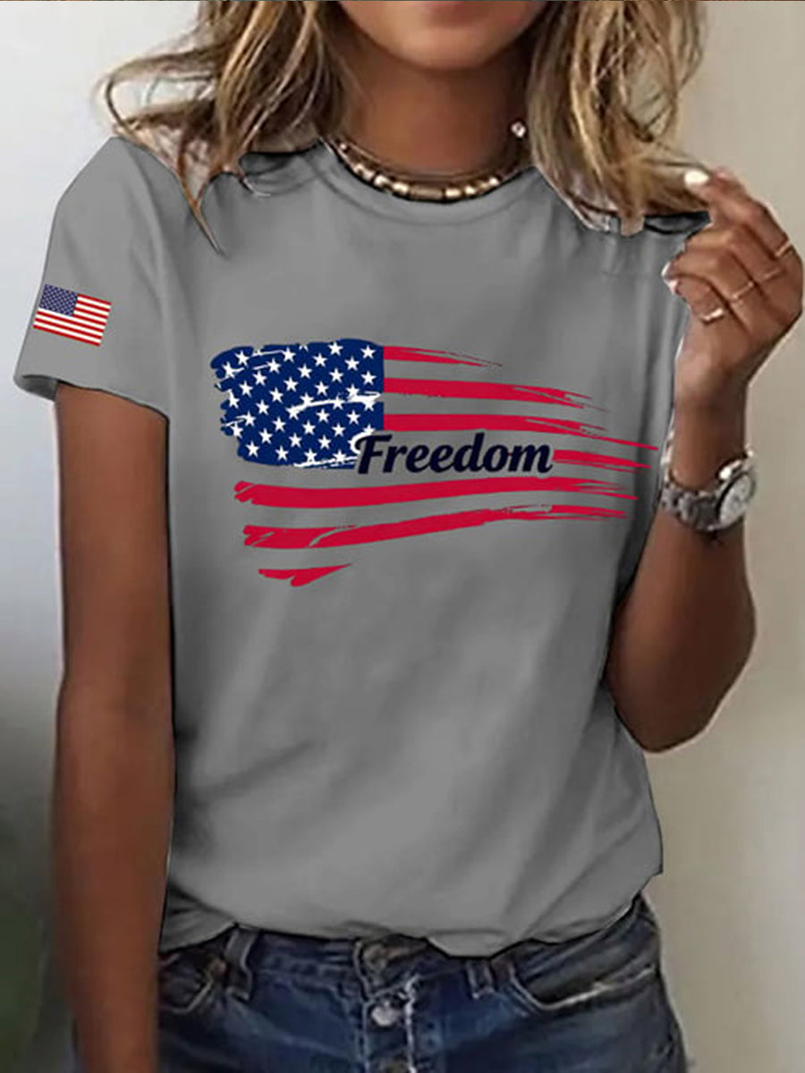 Women's Freedom Flag Short Sleeve T-Shirt