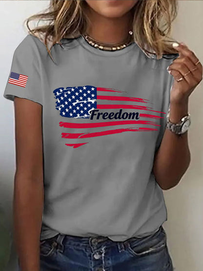Women's Freedom Flag Short Sleeve T-Shirt