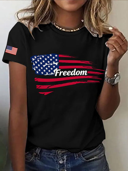 Women's Freedom Flag Short Sleeve T-Shirt