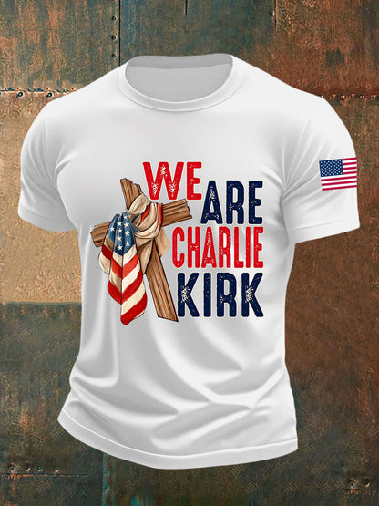 Men's We Are Charlie Kirk Flag Cross Short-sleeved T-shirt