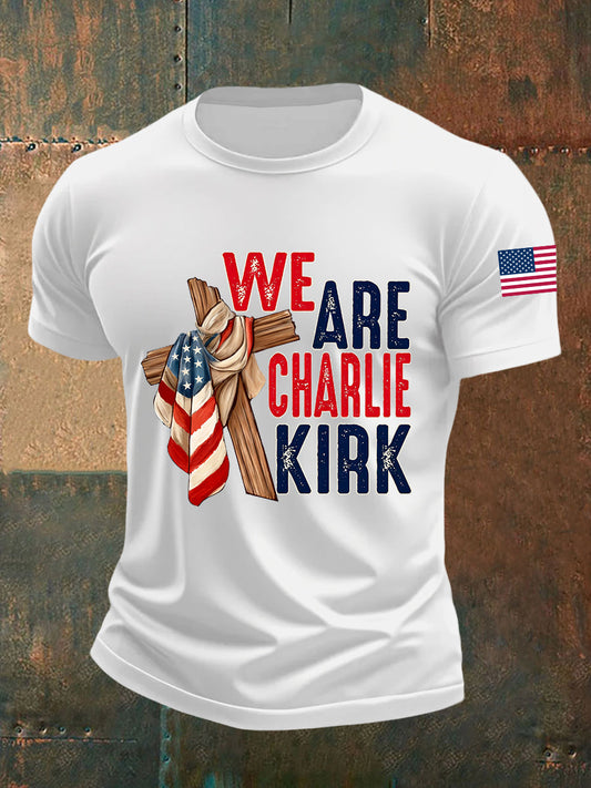 Men's We Are Charlie Kirk Flag Cross Short-sleeved T-shirt