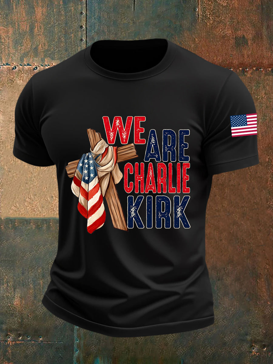 Men's We Are Charlie Kirk Flag Cross Short-sleeved T-shirt