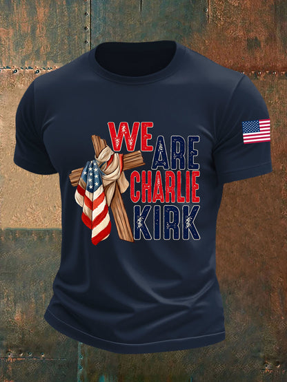 Men's We Are Charlie Kirk Flag Cross Short-sleeved T-shirt