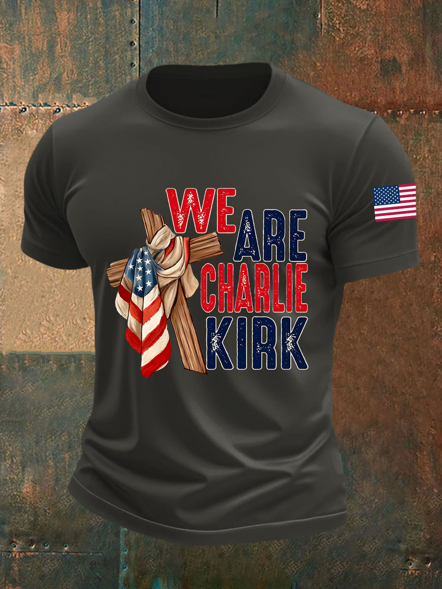 Men's We Are Charlie Kirk Flag Cross Short-sleeved T-shirt