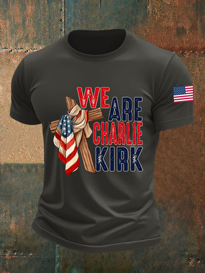 Men's We Are Charlie Kirk Flag Cross Short-sleeved T-shirt