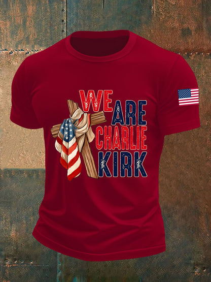Men's We Are Charlie Kirk Flag Cross Short-sleeved T-shirt