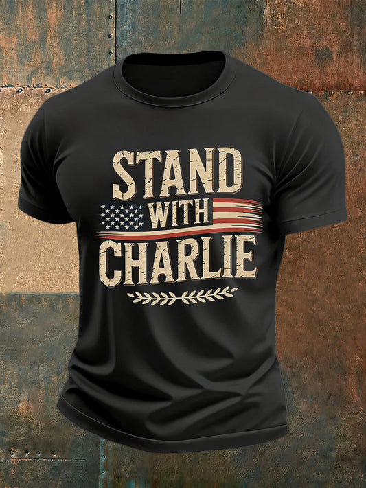 Men's Vintage Faith Charlie Kirk Casual T-Shirt