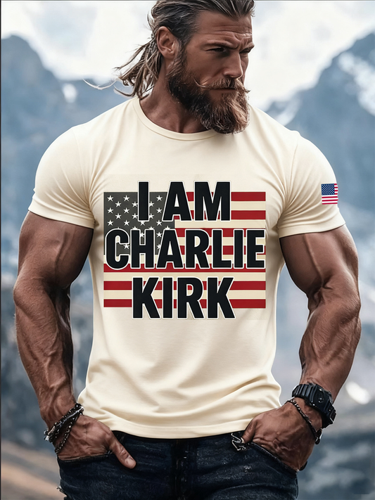 Men's Vintage Faith Charlie Kirk Casual T-Shirt