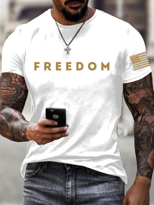 Men's Vintage Charlie Kirk American Flag Print T-Shirt