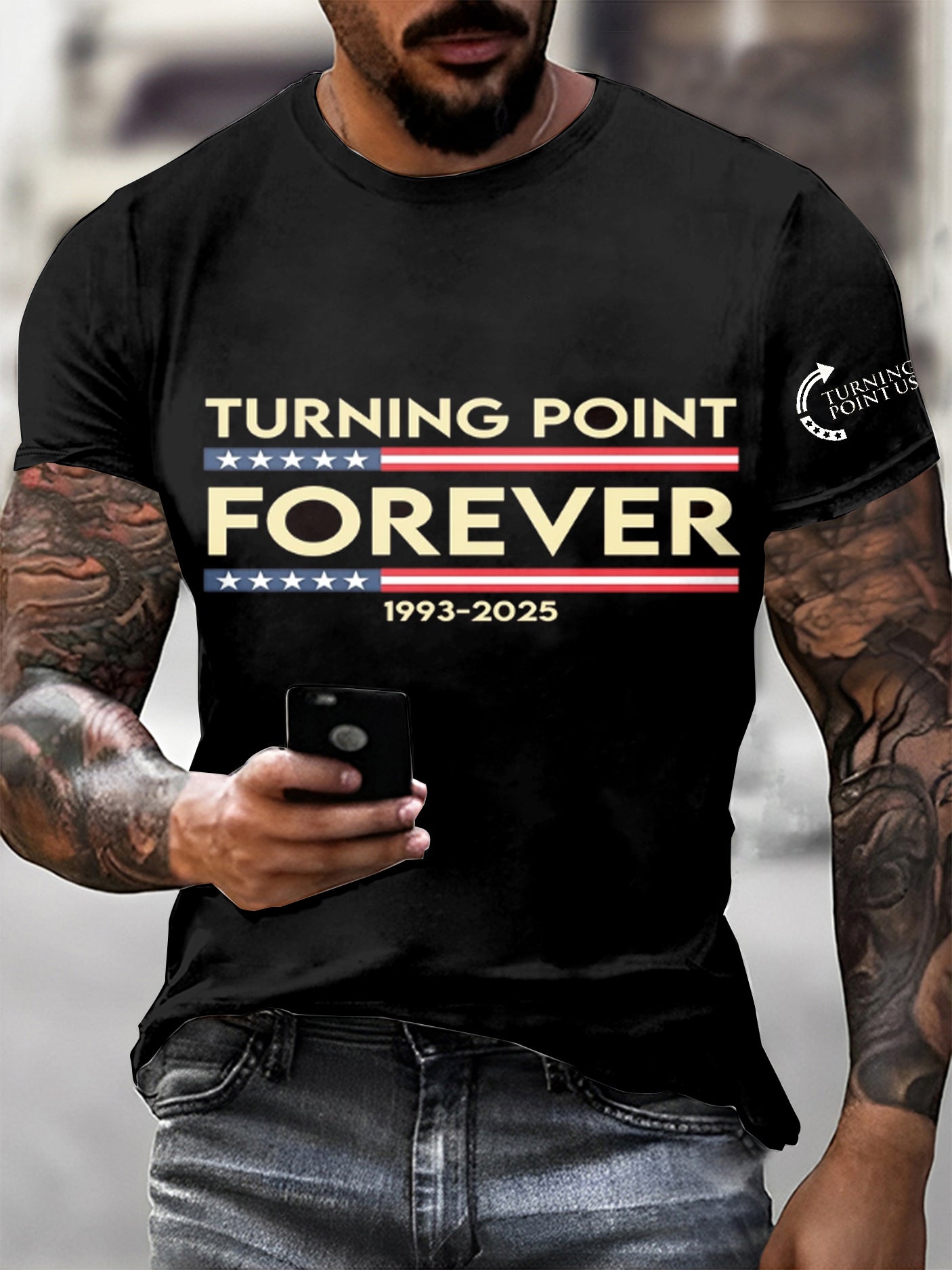 Men's Charlie Kirk Printed Vintage Fashion Loose Short Sleeve T-Shirt