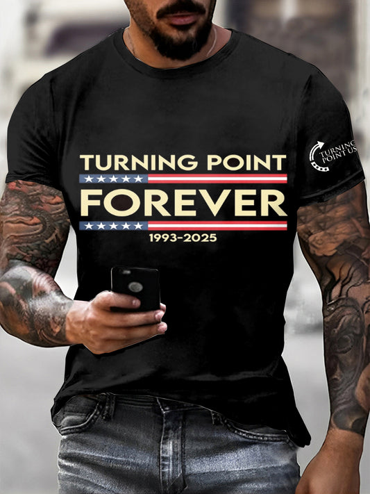 Men's Charlie Kirk Printed Vintage Fashion Loose Short Sleeve T-Shirt