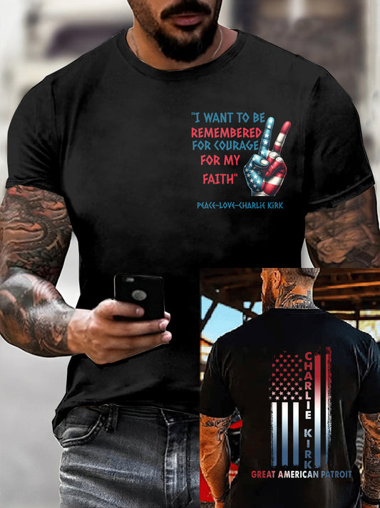 Men's Charlie Kirk Printed Vintage Fashion Loose Short Sleeve T-Shirt