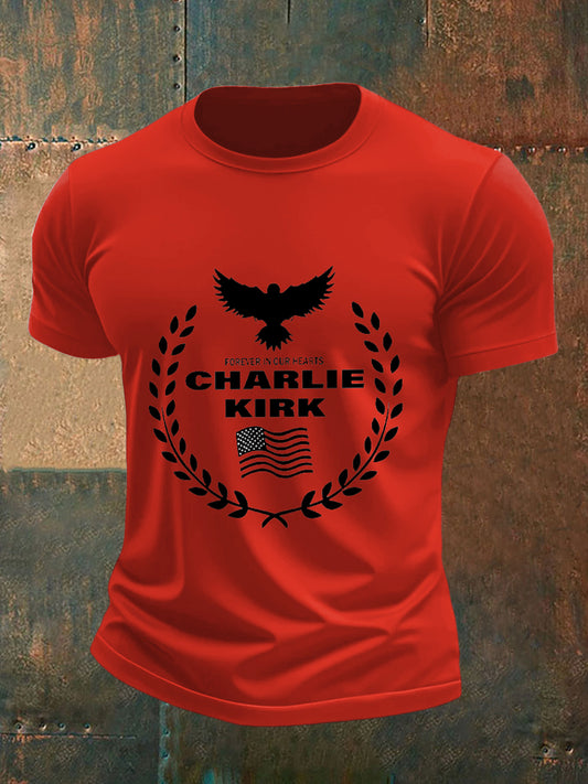 Men's Charlie Kirk Printed Vintage Fashion Loose Short Sleeve T-Shirt