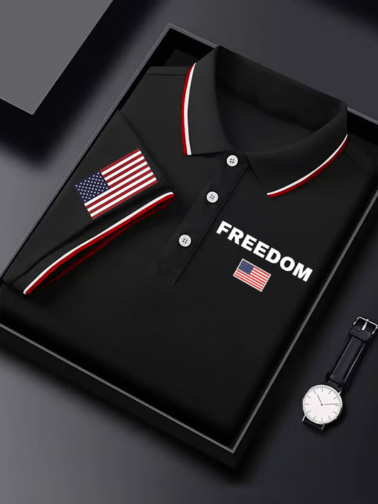 Men's Vintage "Charlie Kirk" American Turning Point Commemorative Print Polo Shirt
