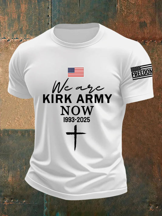 Men's Vintage Charlie Kirk American Flag Print Commemorative T-Shirt