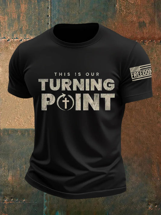 Men's Vintage Charlie Kirk American Flag Print Commemorative T-Shirt
