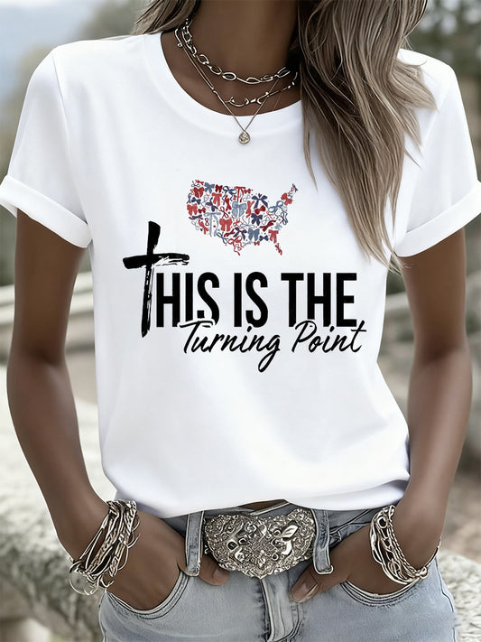 Women's Retro Turning Point Casual Commemorative T-Shirt