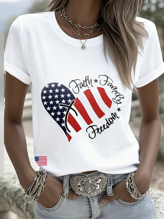 Women's Vintage Freedom Casual Commemorative T-Shirt