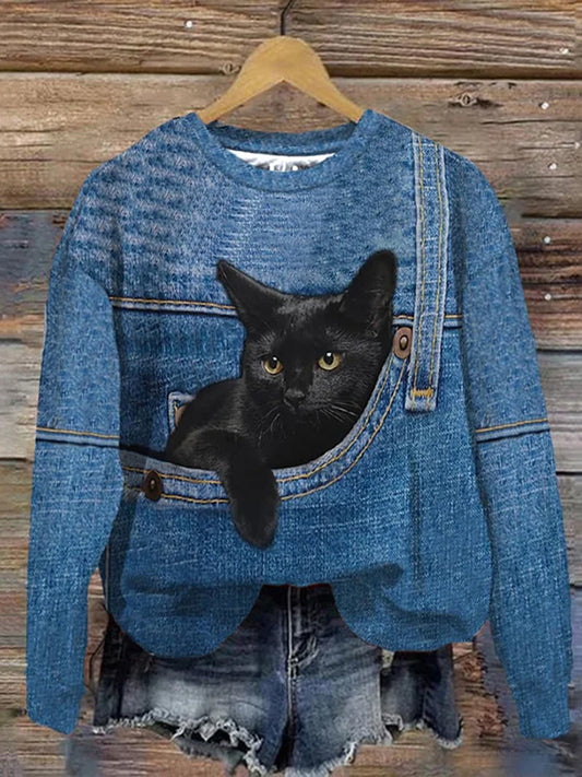 Women's Vintage Animal Print Comfort Casual Sweater