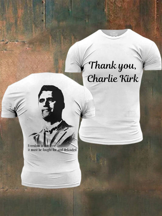 Men's In Memory Of Charlie Kirk  Printed Vintage Fashion Loose Short Sleeve T-Shirt