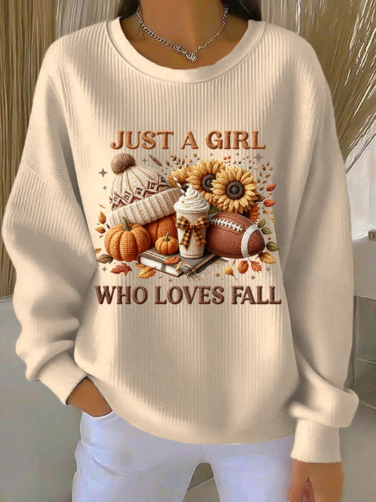 Women's Vintage Thanksgiving Pumpkin Art Casual Crewneck Pullover